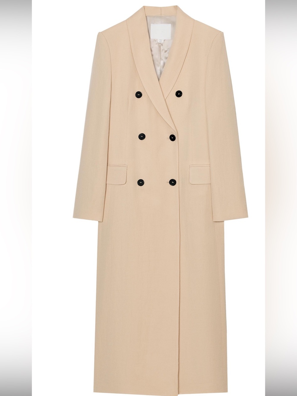 Zara Beige Double-Breasted Long Trench Coat - Picture 4 of 6